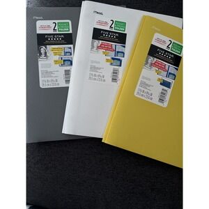 Three (3) -Five Star 2-Pocket Folder, Plastic Folder with Pockets And Prongs BTS